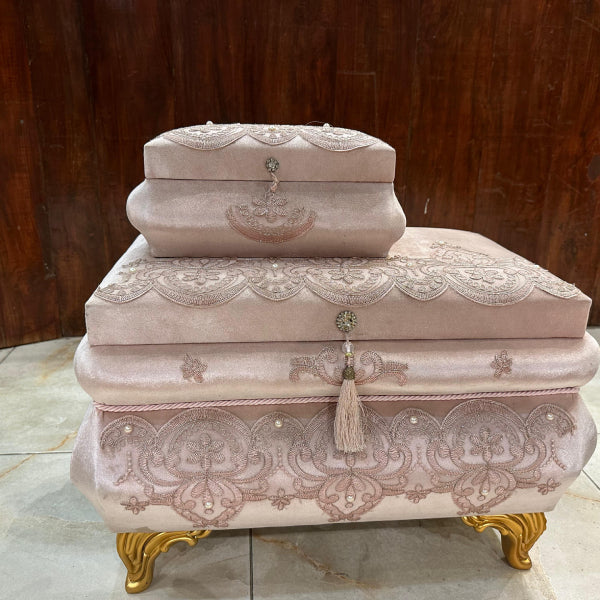 Luxurious Velvet Jewelry Boxes with Intricate Embellishments