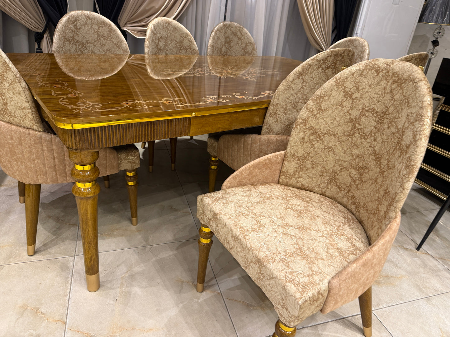 Luxury Athen Dining Set with 8 Chairs