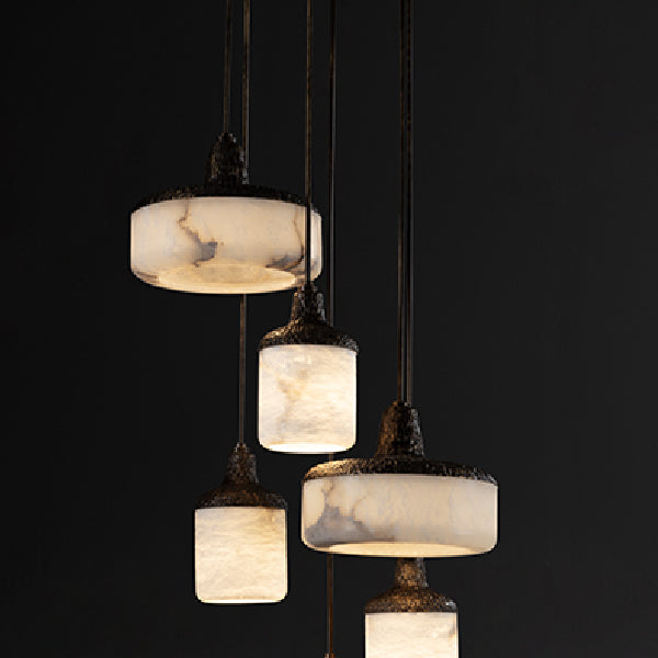 Charming Multi-Pendant Alabaster Light Fixture