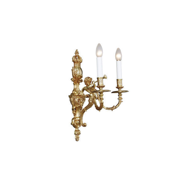 Exquisite Gold-Finished Two-Arm Wall Sconce