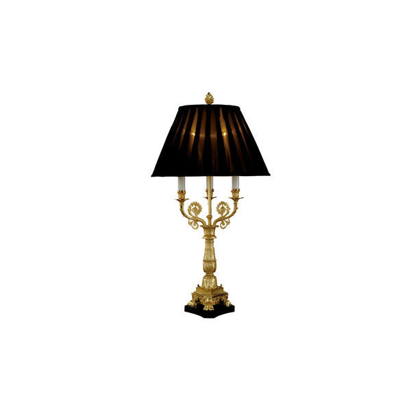 Elegant Black and Gold Table Lamp with Decorative Shade