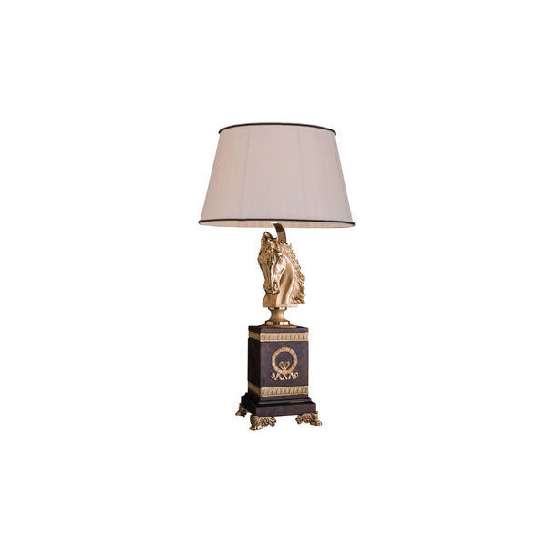 Regal Table Lamp with Horse Motif and Elegant Shade