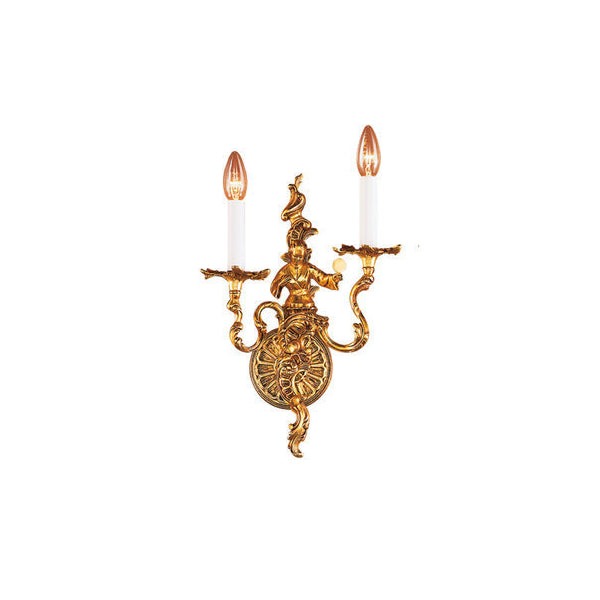 Ornate Two-Arm Wall Sconce with Decorative Figure