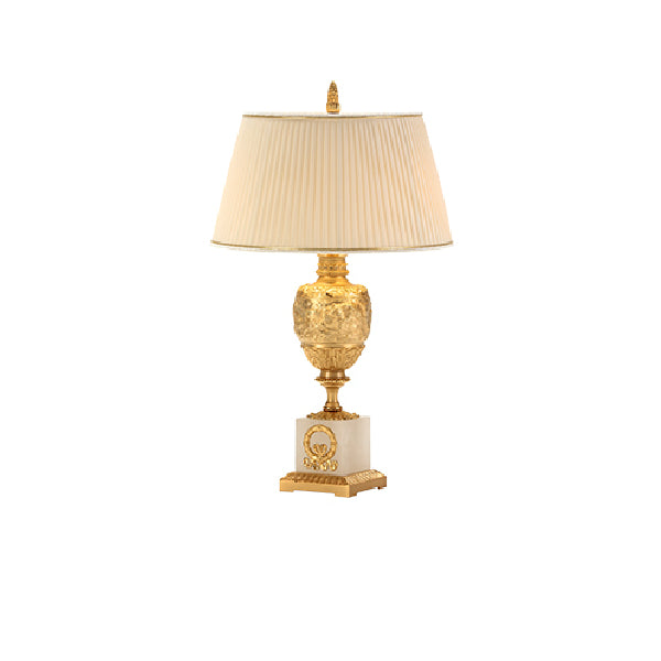 Luxurious Gold and White Table Lamp with Pleated Shade