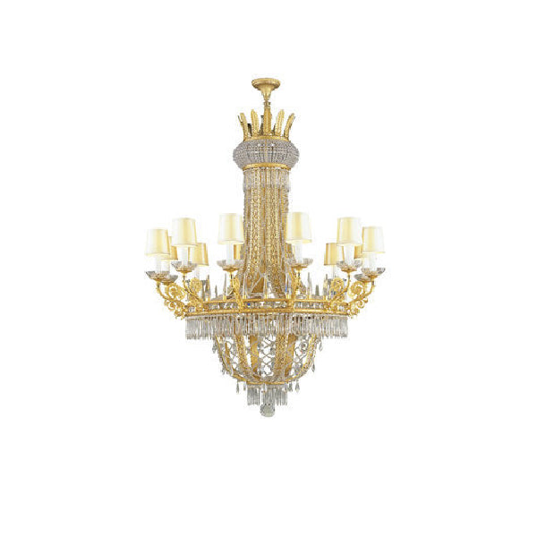 Opulent Crystal Chandelier with Fabric Shades