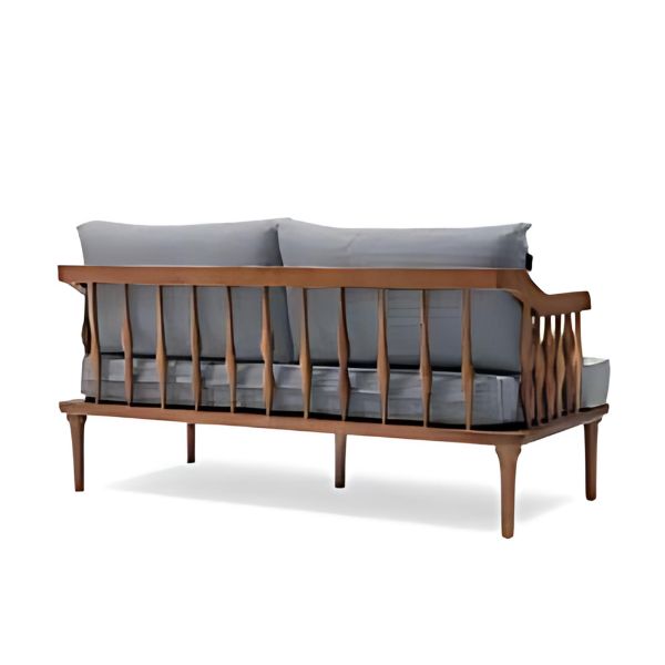 Charming Elegance: The Gingham Upholstered Sofa with Wooden Frame