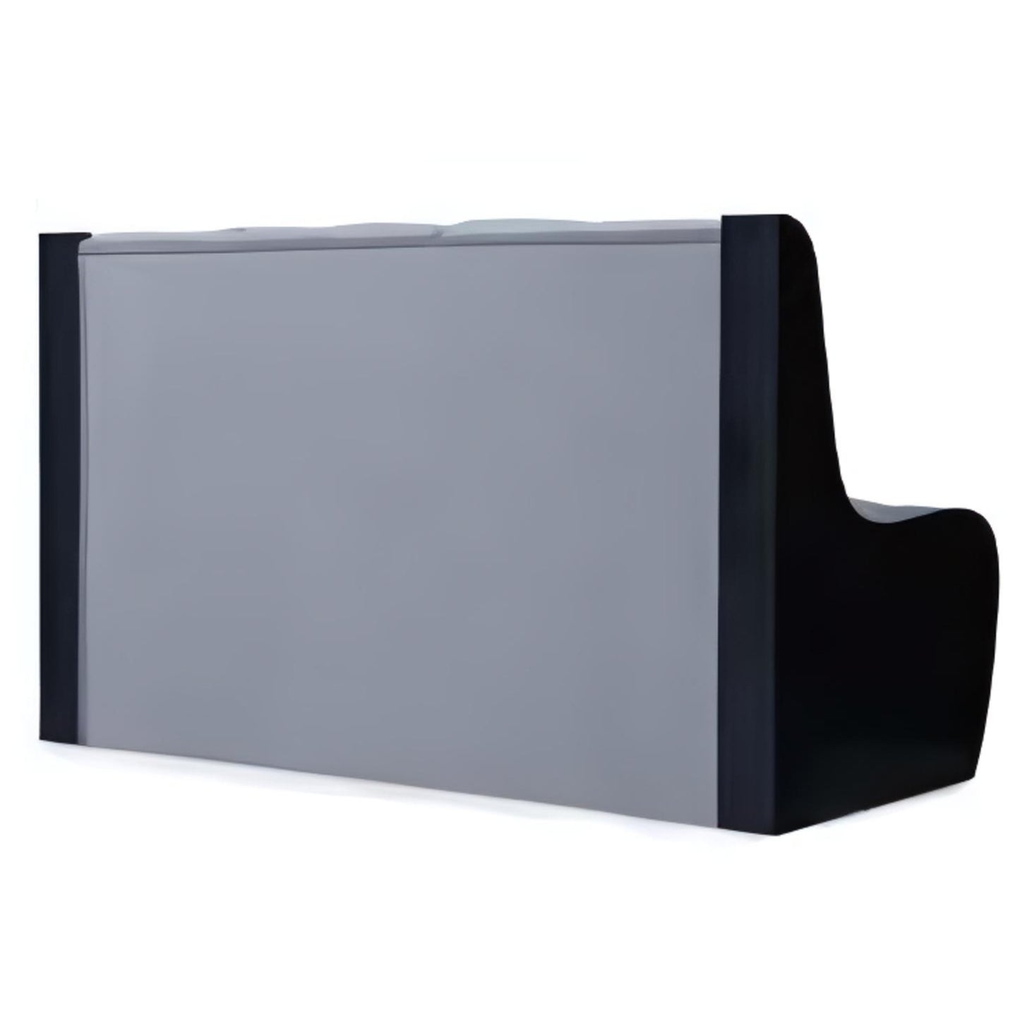 Sleek Modernity: The Gray Upholstered Sofa with Glossy Black Accents