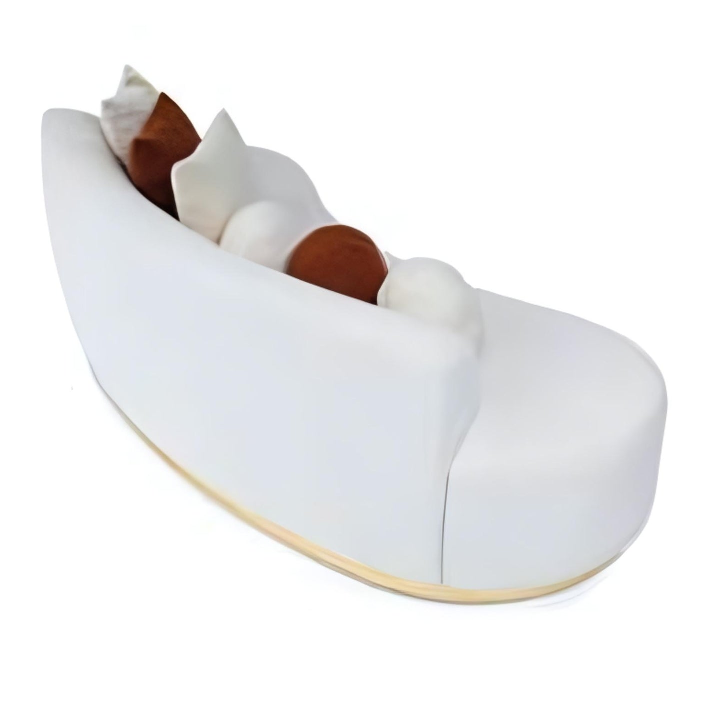 Elegant Minimalism: The Curved White Sofa with Gold Accents