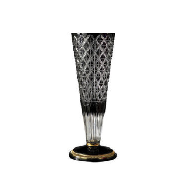 Elegant Crystal and Black Base Decorative Vase