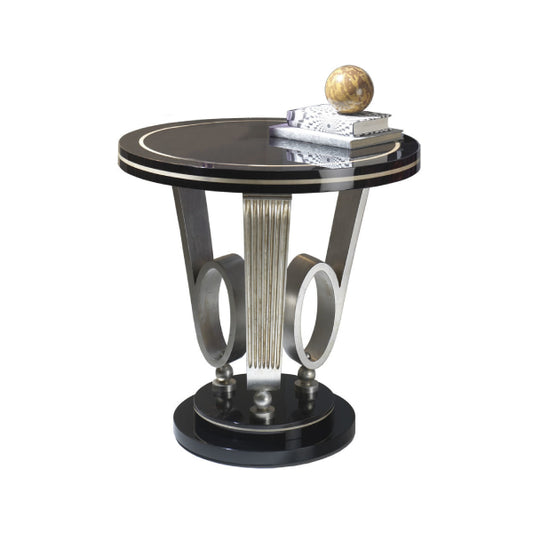 Art Deco Inspired Round Side Table with Distinctive Features