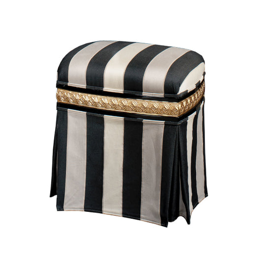 Stylish Striped Ottoman with Gold Accents