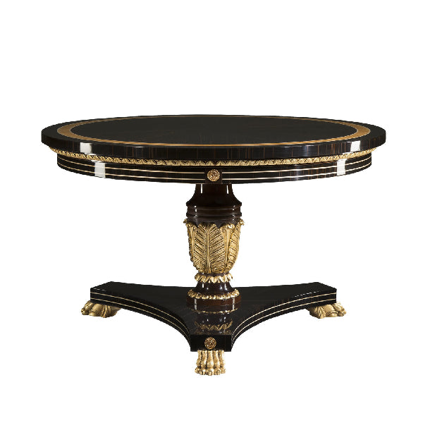 Exquisite Round Dining Table with Elegant Gold Accents