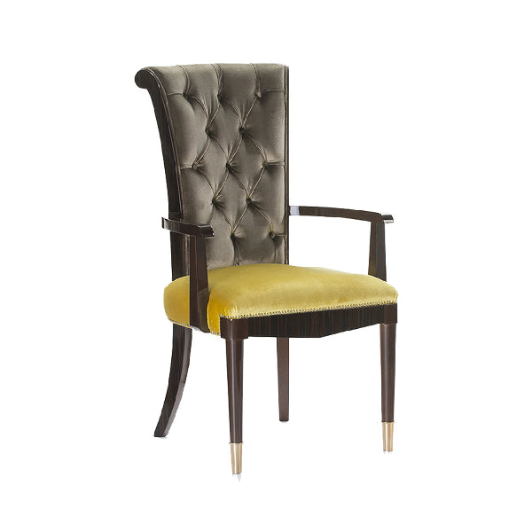 Luxurious Tufted Armchair with Bold Color Contrast