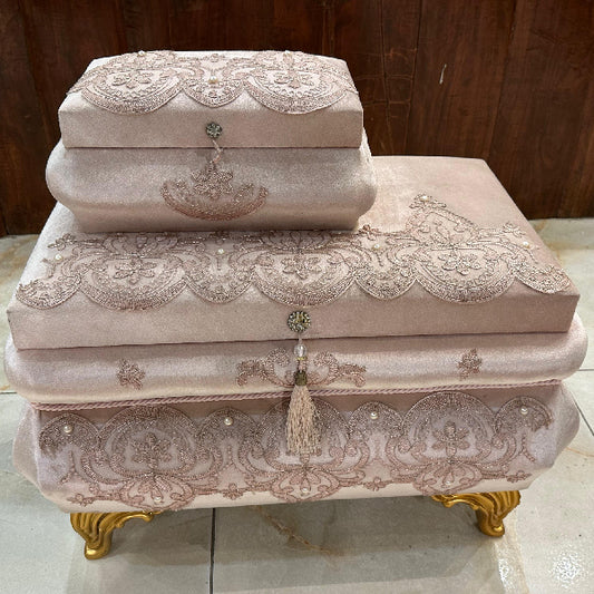 Luxurious Velvet Jewelry Boxes with Intricate Embellishments