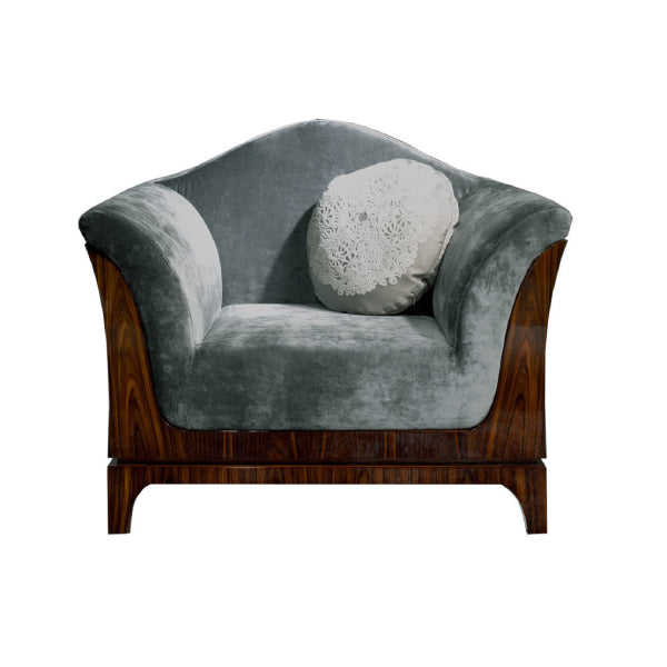 Luxurious Curved Armchair with Elegant Detailing