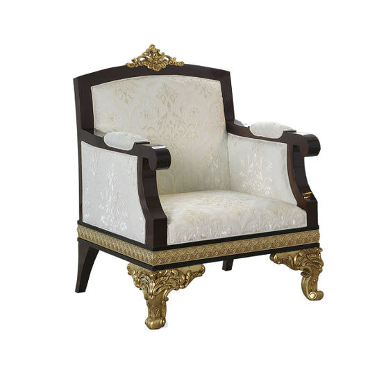 Timeless Elegance: Luxurious Armchair with Gold Accents