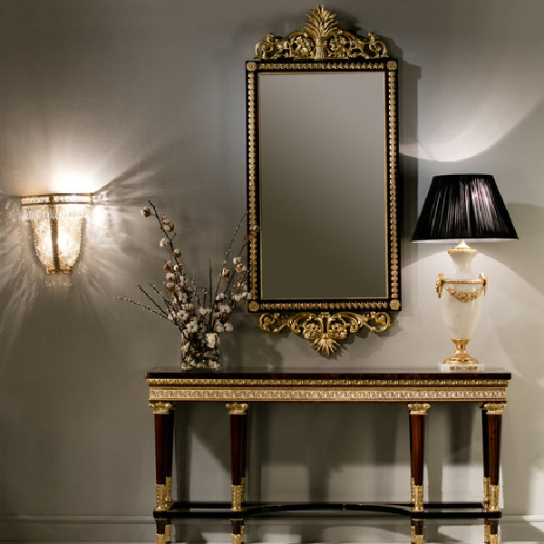 Timeless Rectangular Mirror with Ornate Gold Frame