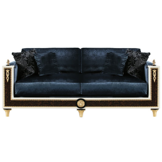 Regal Black Upholstered Sofa with Exquisite Detailing