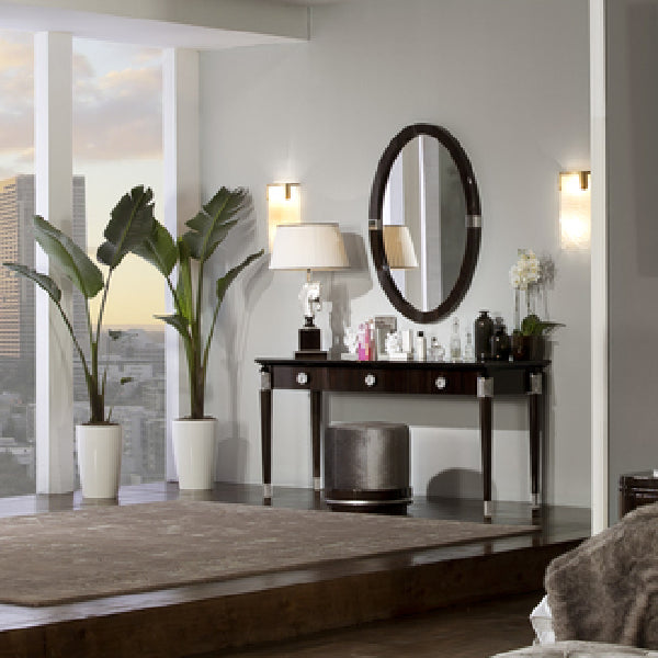 Chic Console Table with Glamorous Mirror and Elegant Accents