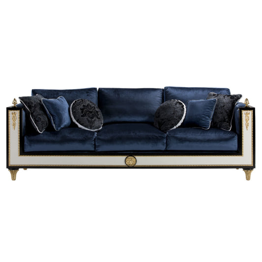 Luxurious Navy Blue Sofa with Exquisite Detailing