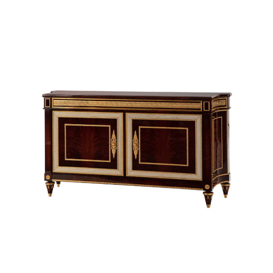 Timeless Brown Wood Sideboard with Elegant Gold Accents