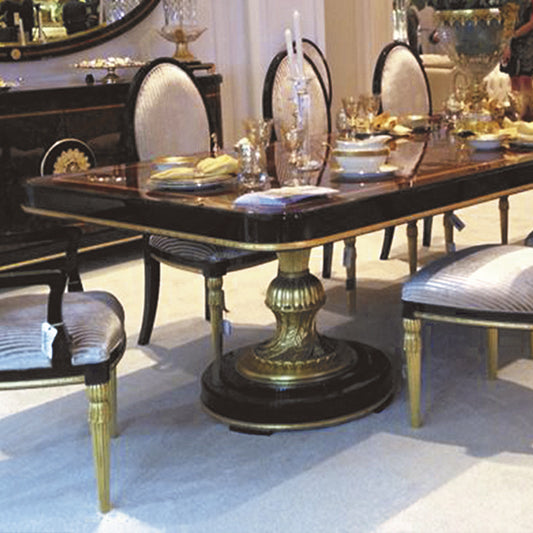 Stunning Rectangular Dining Table with Ornate Gold Accents