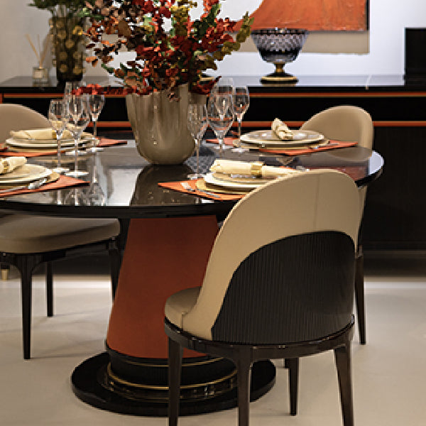 Bold Round Dining Table with Striking Design Elements