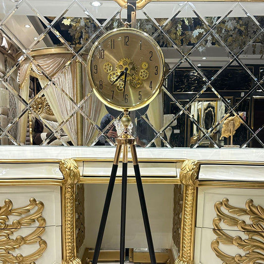 Vintage-Style Floor Clock with Gold Accents