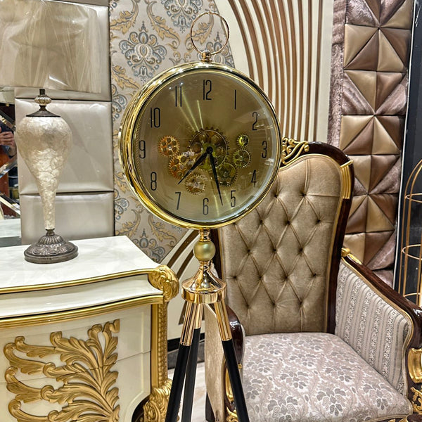 Vintage-Style Floor Clock with Gold Accents