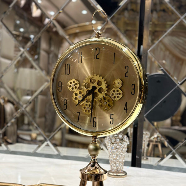 Vintage-Style Floor Clock with Gold Accents