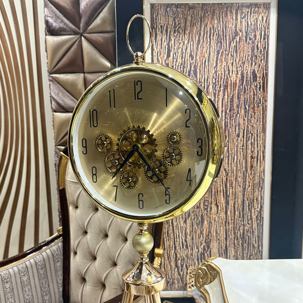 Vintage-Style Floor Clock with Gold Accents