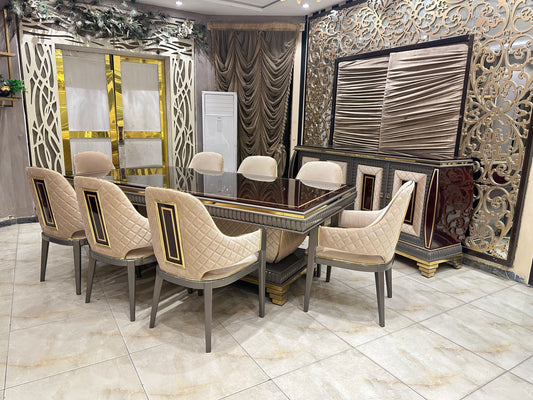 Elegant Dining Set for 8 – Sophistication at Every Meal (Zebrano Dining Set) Luxury Dining Table in Lahore – High-quality home furnishing