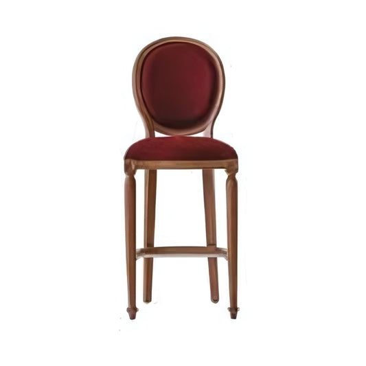 The Burgundy Upholstered Bar Stool with Wooden Frame