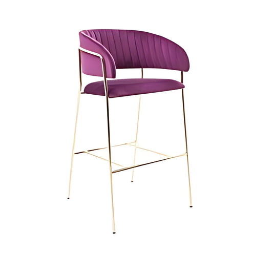 Vibrant Style: The Purple Velvet Bar Stool with Gold Frame