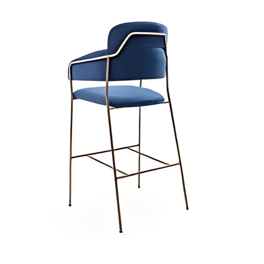 Contemporary Comfort: The Navy Blue Upholstered Bar Stool with Metal Frame