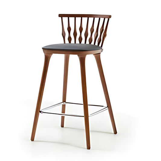 Stylish Simplicity: The Black Upholstered Bar Stool with Wooden Slatted Back