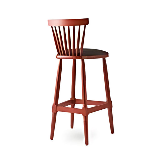 Classic Charm: The Black Upholstered Bar Stool with Wooden Spindle Back