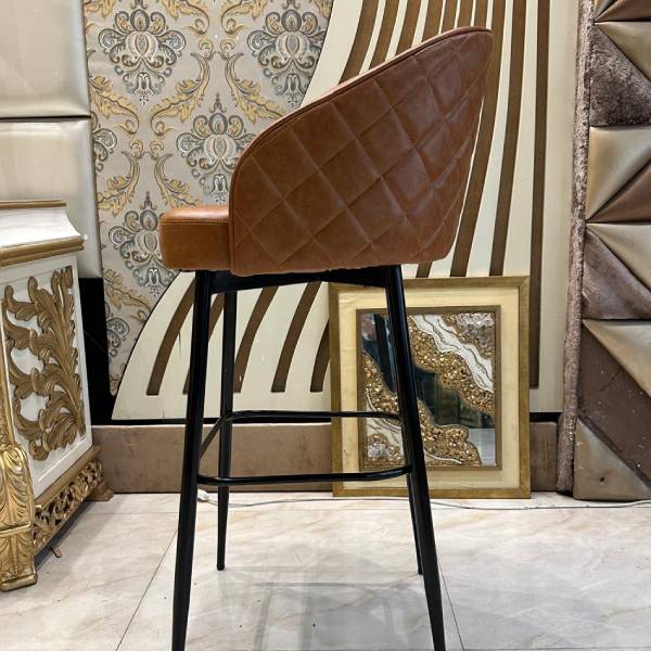 Vintage-Inspired Tufted Leather Bar Stool