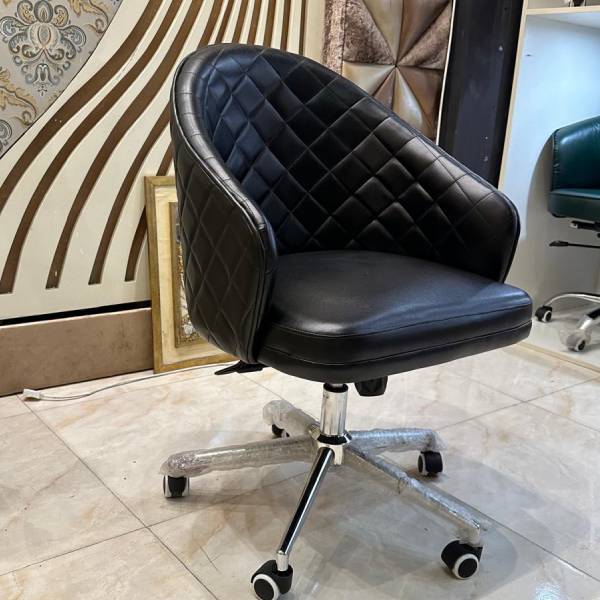 Sophisticated Black Quilted Leather Swivel Office Chair