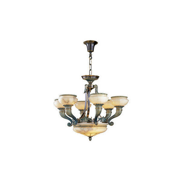 Vintage-Inspired Chandelier with Soft Alabaster Shades