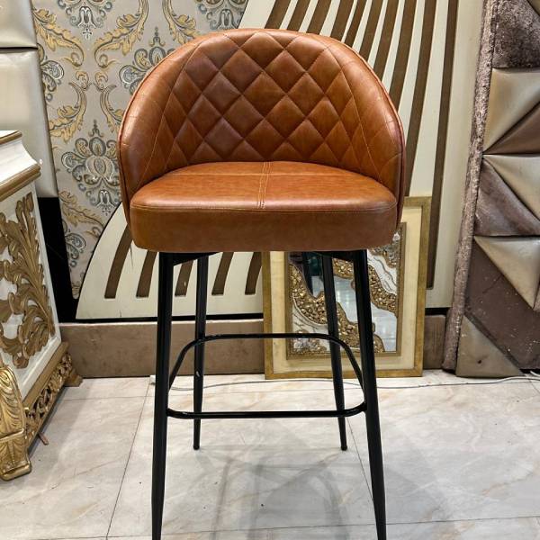 Vintage-Inspired Tufted Leather Bar Stool