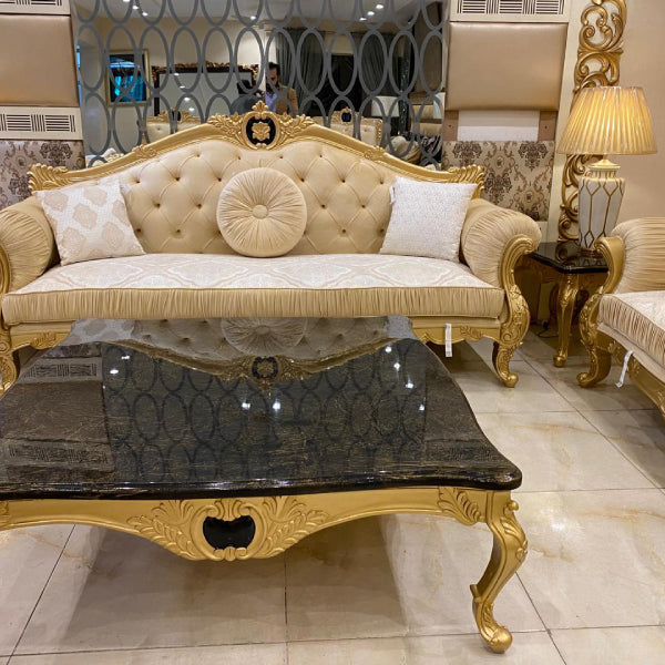 Traditional Pakistani Living Room Sofa Set with Intricate Carvings