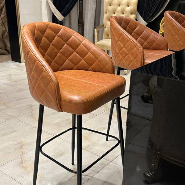 Vintage-Inspired Cognac Leather Bar Stools