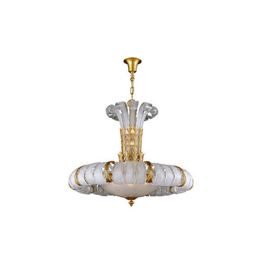 Stylish Glass Chandelier with Elegant Gold Details