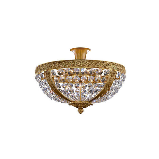 Radiant Crystal and Gold Flush Mount Ceiling Light