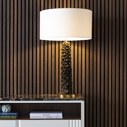 Stylish Table Lamp with Textured Base and Elegant Shade