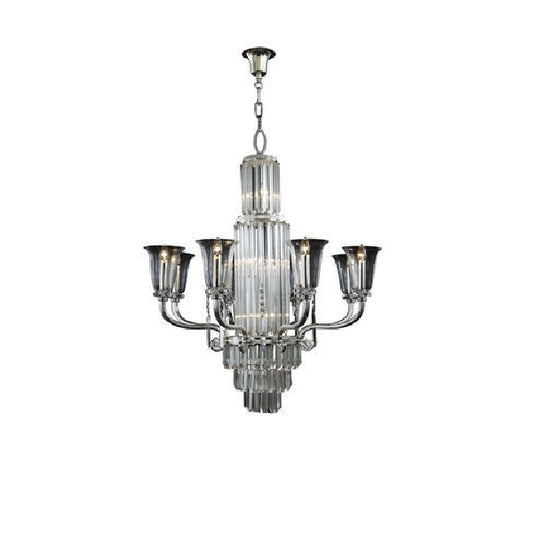 Stunning Eight-Light Crystal Chandelier with Glass Shades