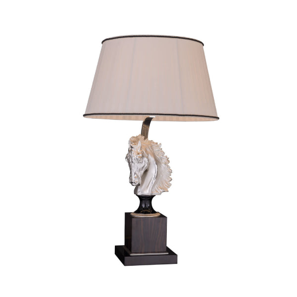 Elegant Horse Head Table Lamp with Pleated Shade