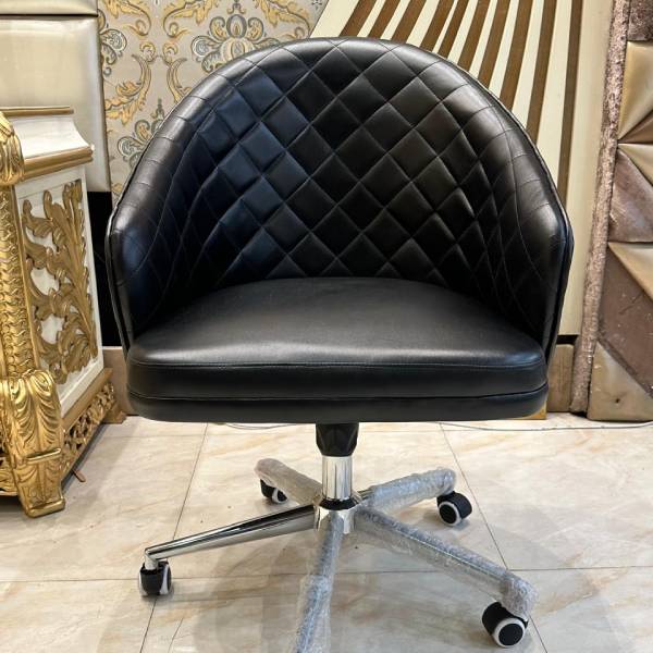 Sophisticated Black Quilted Leather Swivel Office Chair