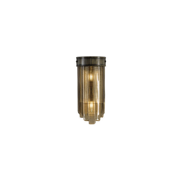 Art Deco Inspired Three-Light Wall Sconce with Textured Glass and Antique Bronze Finish